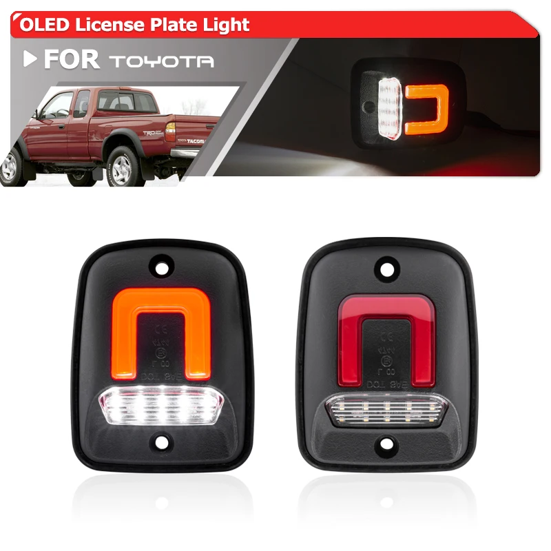 2 pces branco/vermelho traseiro auto oled luzes da placa de licença lâmpada para toyota tacoma 1995-2004 gen1 n140 n150 n160 n170 n190 caminhões captadores