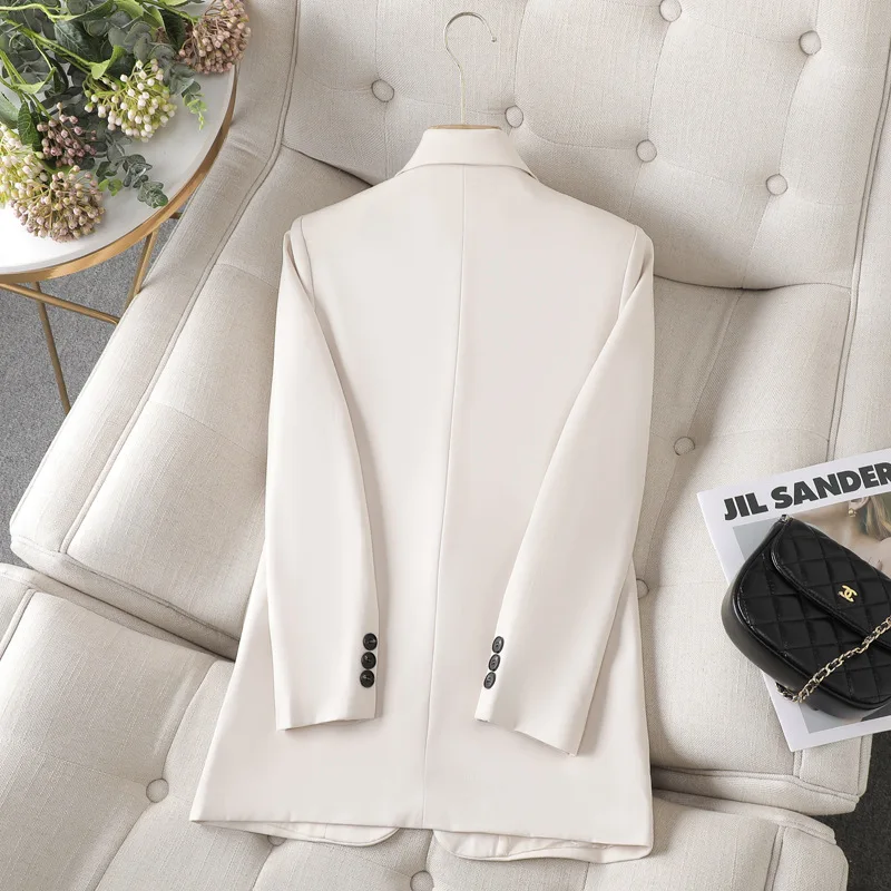 Tesco Solid Suit Blazer For Women Long Sleeve Notch Lapels Formal Jacket For Office Ladies Fashion Casual Women's Top Coat