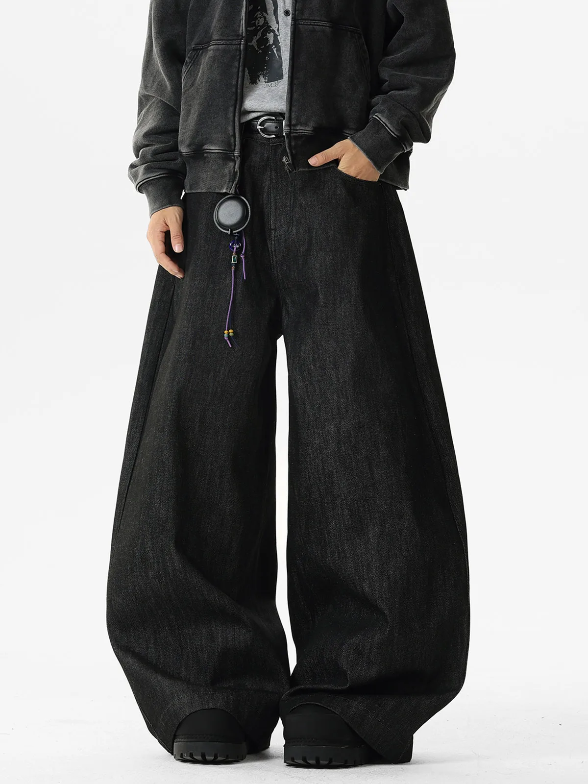 Heavyweight Red Dragon Embroidery Wide Leg Jeans Loose Fit Straight Cut Micro Flared Trousers for Men And Women High Street S...