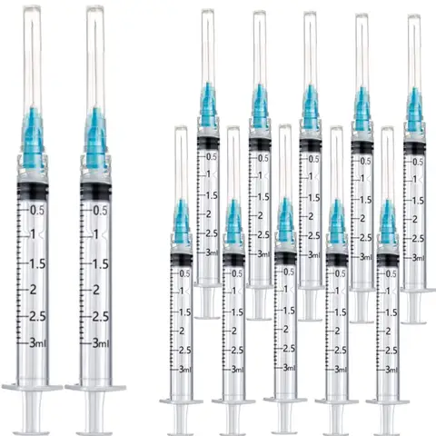 25/10 Pack 3mlDisposableLuer Lock Syringes Stainless NeedleIndividuallySealed Packed For Pet Farm Animal Lab Syringe Tools with