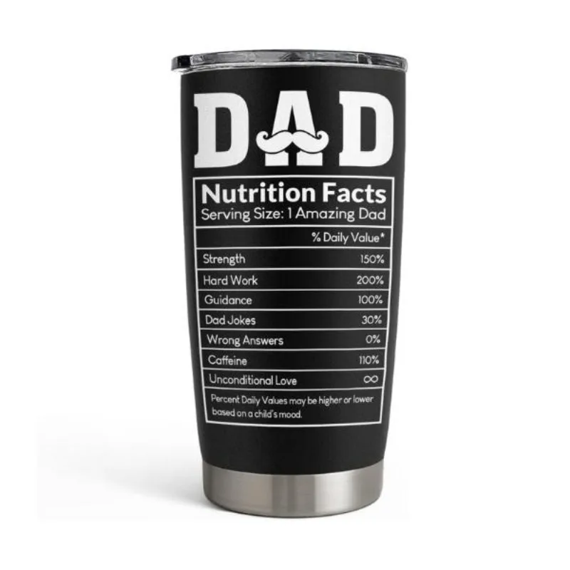 

Sandjest Dad Nutrition Facts стакан на 20 унций, портативная дорожная кружка с вакуумной изоляцией из нержавеющей стали, термочашка для кофе