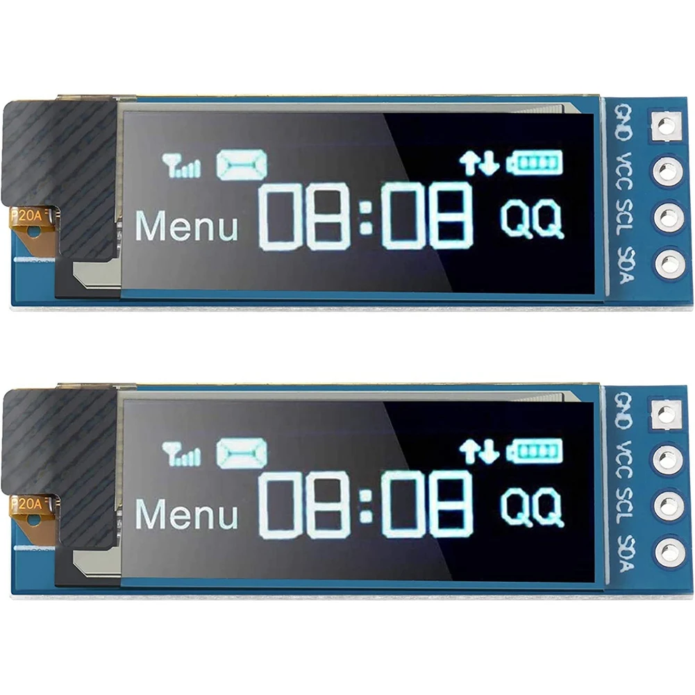 2 Pieces I2C Display Module 0.91 Inch I2C SSD1306 OLED Display Module Blue I2C OLED Screen Driver DC 3.3V - 5V