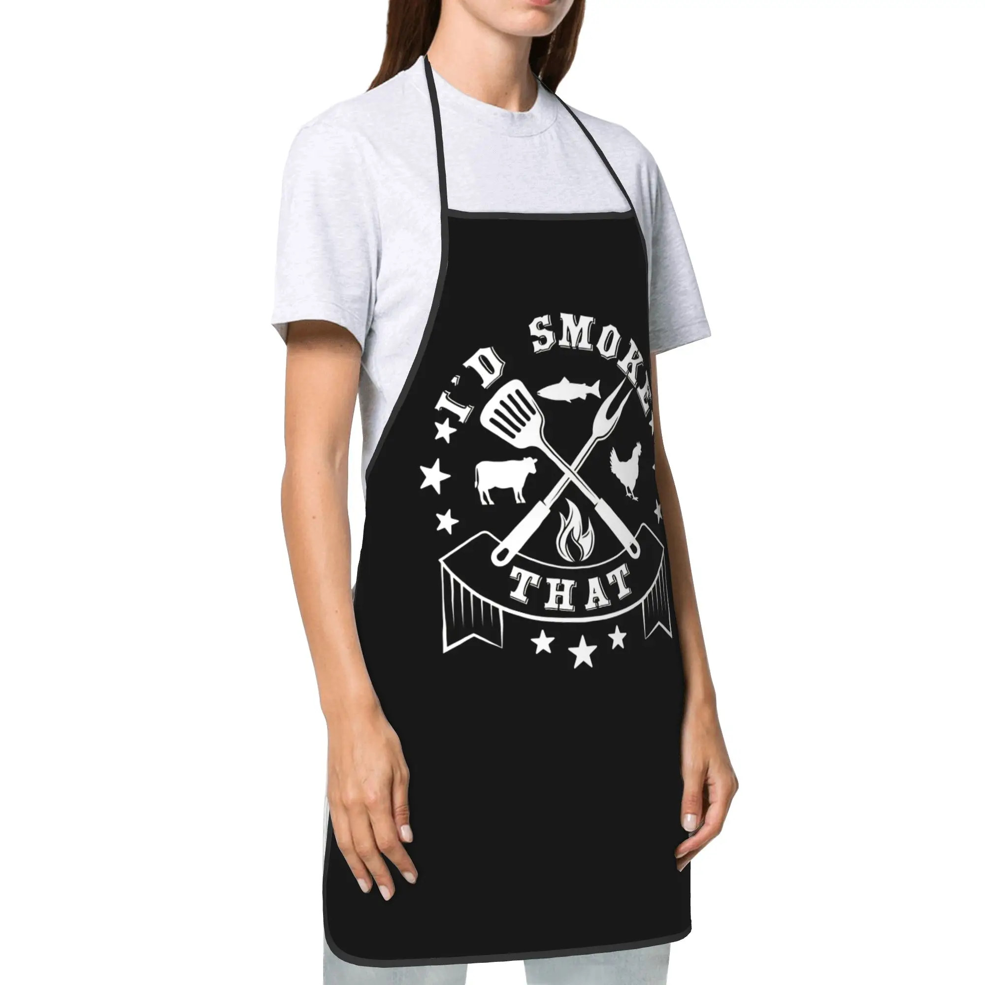 Smoking The Good Stuff BBQ Bib Apron Oil-Proof Polyester Funny Meat Grill Cooking Pinafore Male Female Adult Fashion Work