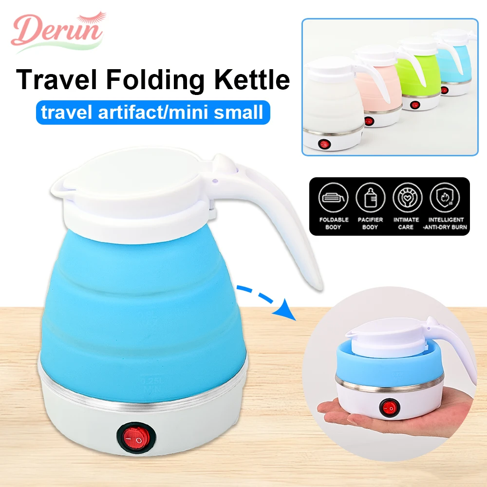0.6L Mini Folding Kettle Portable Water Heater electric kettle household water heater silicone compression Easy To Travel
