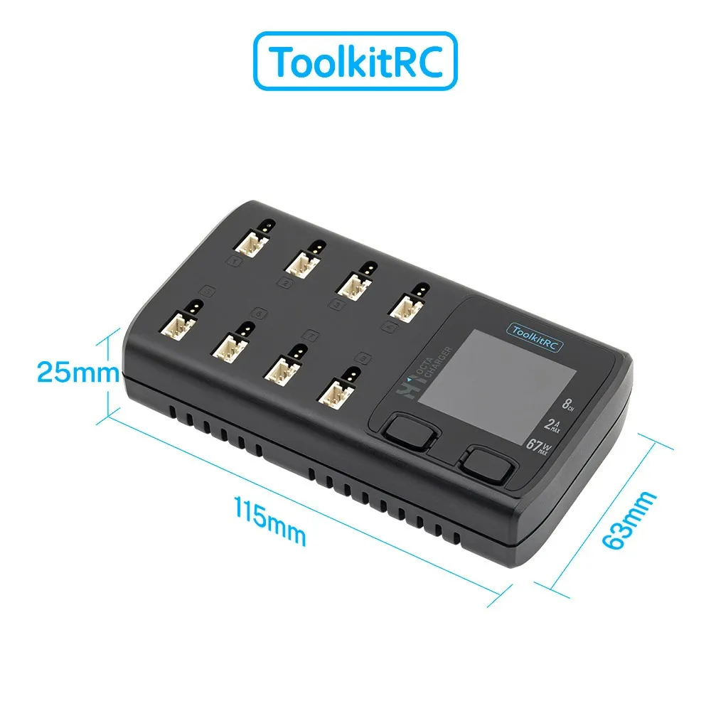 ToolkitRC H1 1S Ladegerät, PD 78W Max 2A 8 CH PD DC Dual-Eingang Unterstützt PH2.0 BT2.0 A30, LiPo LiHV LiFe für FPV Tiny Whoop RC Drohne – Detail 11