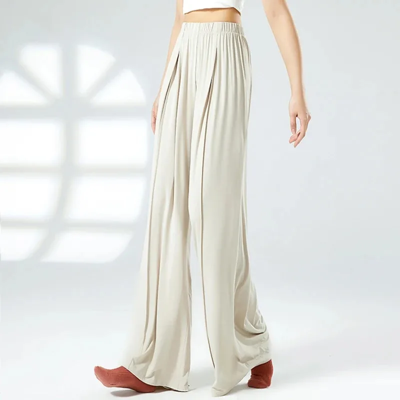 Pantalon de danse classique élégant pour femmes, pantalon de danse moderne à jambes larges, doux et élastique, Yoga, rime corporelle, pantalon d'entraînement de Ballet