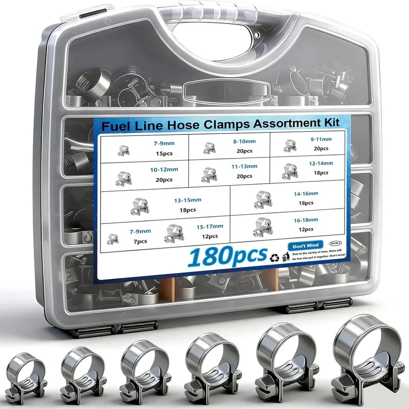 for  Boxed Throat Hoop 180pcs-60pcs Single Ear Clamp Stainless Steel YouTube Clamp Pipe Hoop Set