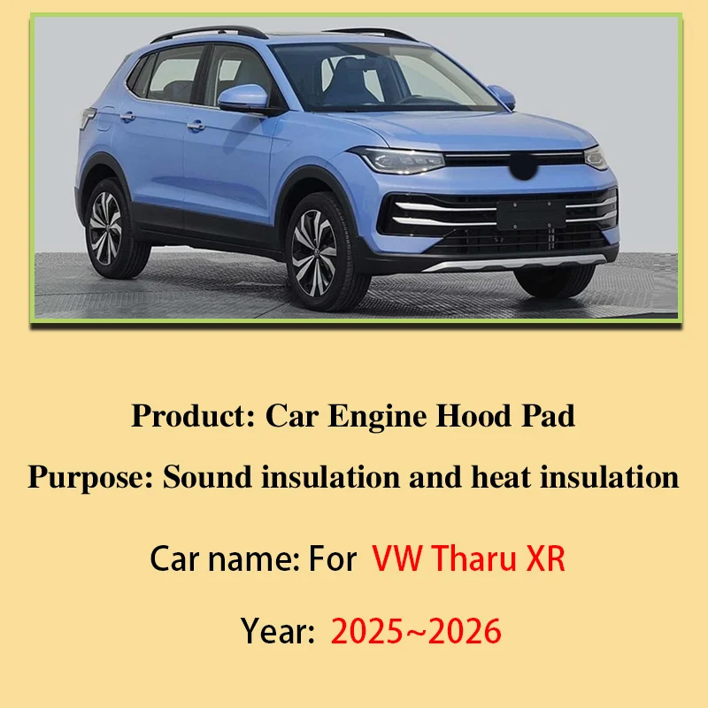 For Volkswagen Tharu XR Accessories 2025 2026 Car Engine Hood Mats Soundproof Cotton Cover Heat Insulation Pads Car Accessories