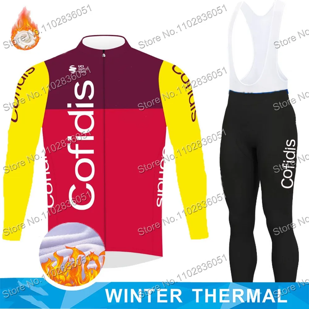 2025 Cofidis Team Cycling Jersey Set Winter Thermal Fleece Clothing Long Sleeve Men TDF Bike Jacket Suit Tights Bib MTB Maillot