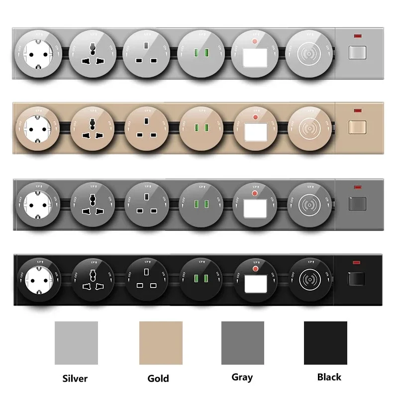 Power Tack Socket Embedded Surface Mounted Home Kitchen Meeting Table Multi-function Socket UK US DE EU Standard Socket With LED