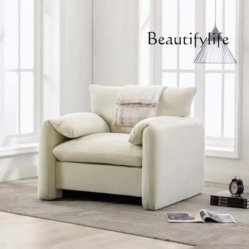 Y Italian Living Room Single Fabric Sofa Simple Size Apartment Cream Wind Orange Flannel Sofa Chair