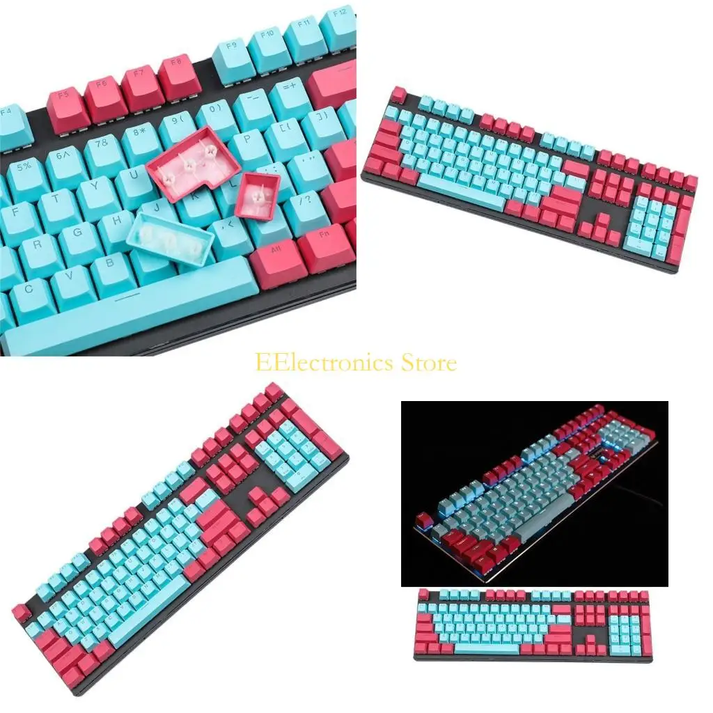 

B03C 108 Keys Keycaps Two Tone Translucent OEM Height Keyboard Keycap Red Blue