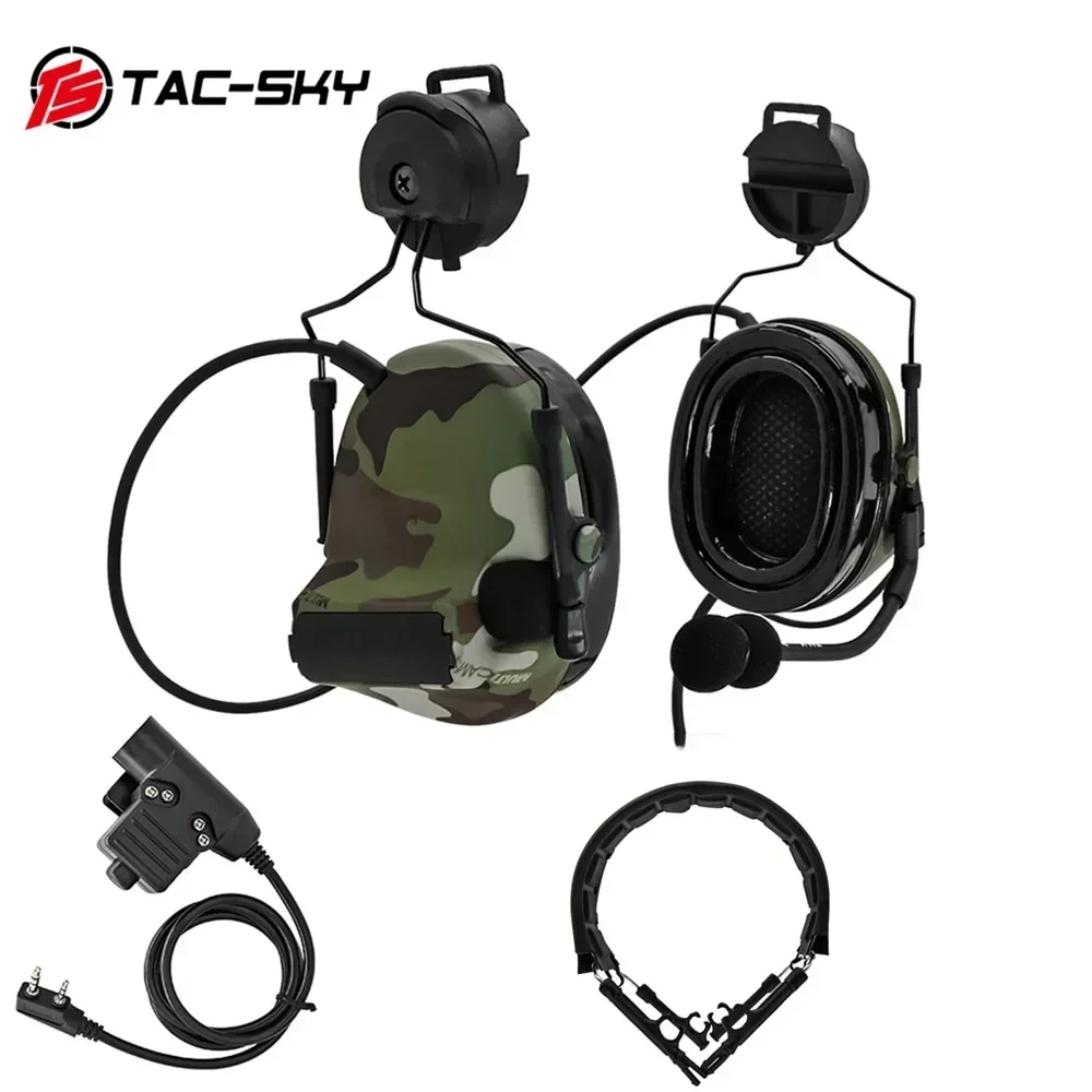 NONE TAC-SKY Taktisches Headset TSCII Gehörschutz Schießen Elektronische Ohrenschützer Mit ARC-Schienenhalterung und 94ptt für Baofeng 4