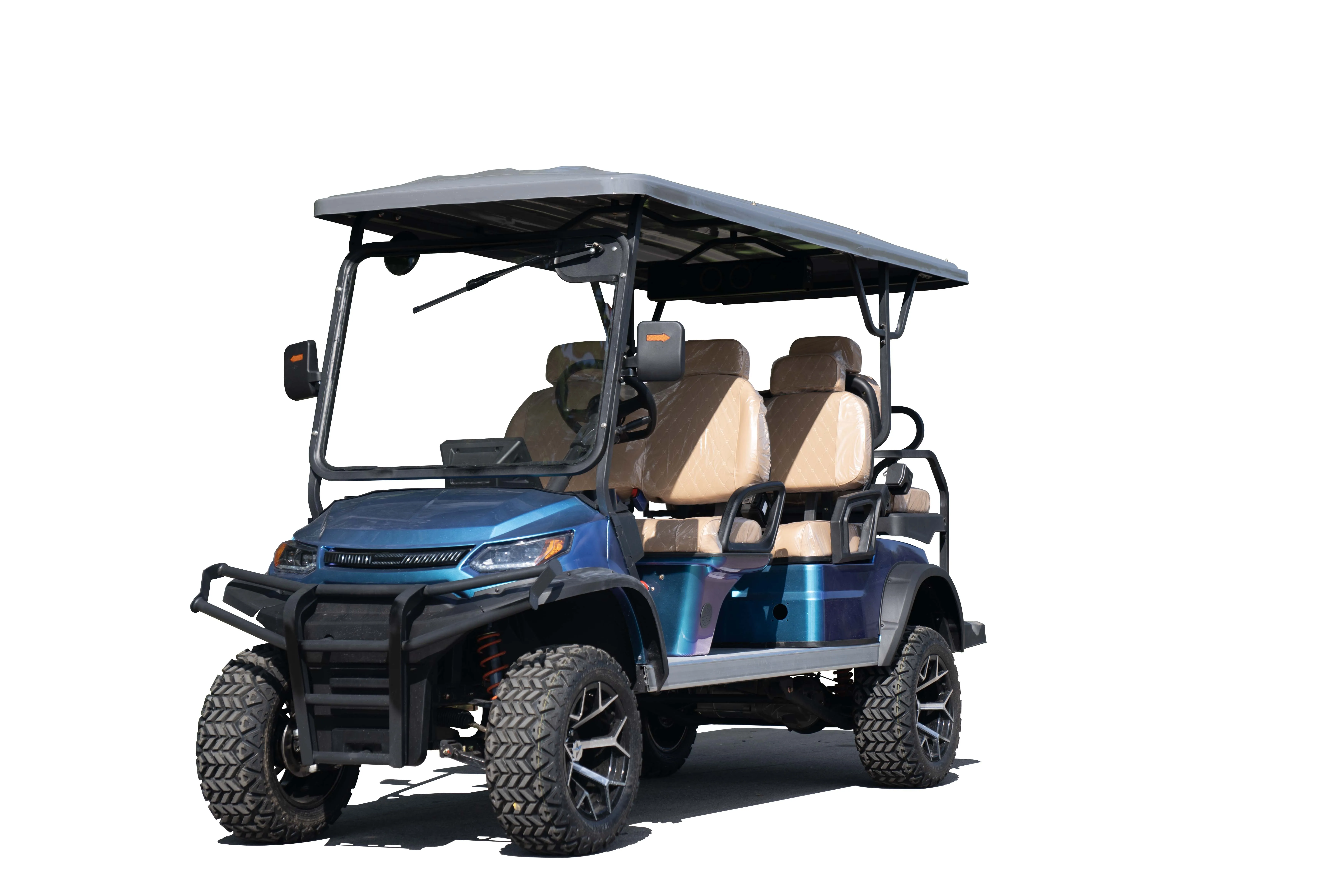 عربة جولف فاخرة ذات 4 مقاعد 60 فولت للطرق الوعرة مع مكبرات صوت وأضواء تصميم جديد #3