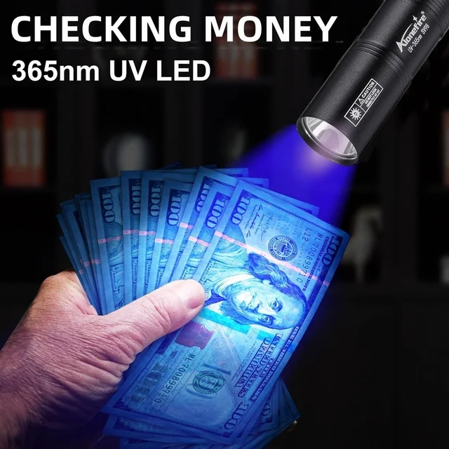 365nm UV Flashlight USB Rechargeable Mini Palm Ultraviolet Nail lamp Torch Pets Urine Cat tinea Money Ore Marker Detection Light 6