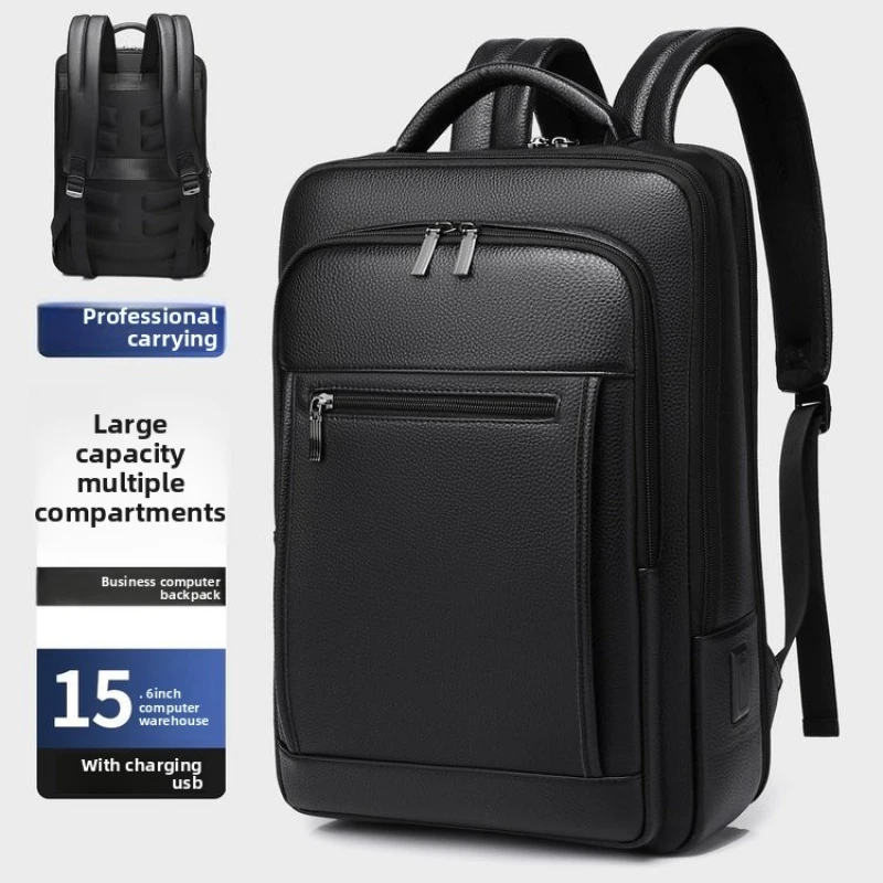 

Рюкзак из искусственной кожи для мужчин, водонепроницаемый, для работы, с большим объемом, с защитой от краж, повседневный рюкзак для ноутбука.