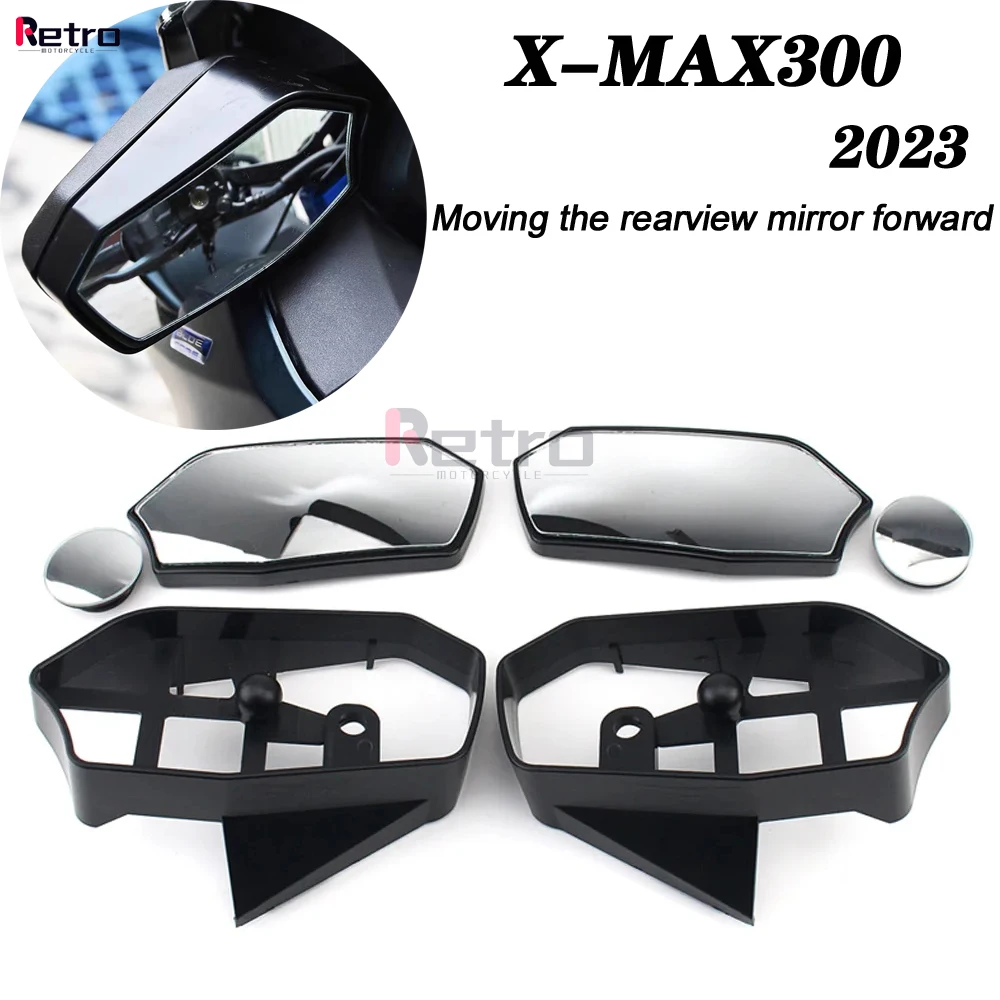 

For Yamaha XMAX300 XMAX 300 2023 Move Motorcycle Forward Mirror Rearview Mirror Kit Convex Angle Adjustable White Side Mirrors