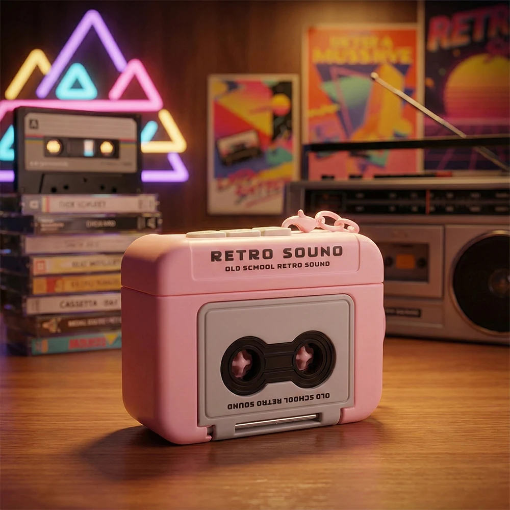 Retro Recorder Mini Portable Fun Music Box With Sound Decompression Ornament Keychain Schoolbag Small Pendant Friends Gifts