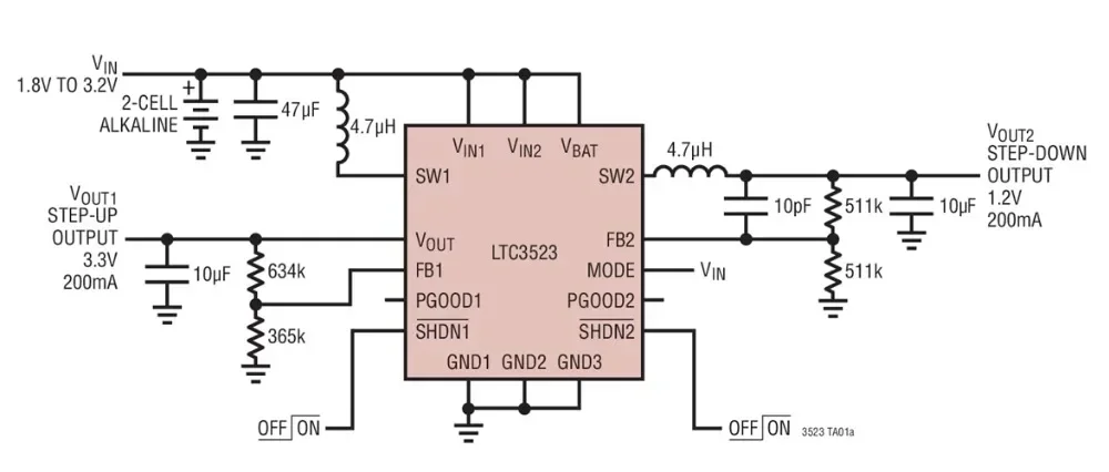 LTC3523EUD LTC3523EUD-2 LTC3523 - Synchronous 600mA Step-Up and 400mA Step-Down DC/DC Converters