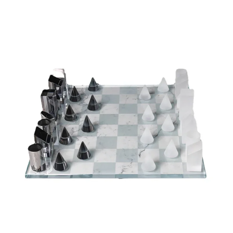 

Modern, light luxury, simple crystal matte chessboard ornaments, model rooms, sales offices, bay window accessories