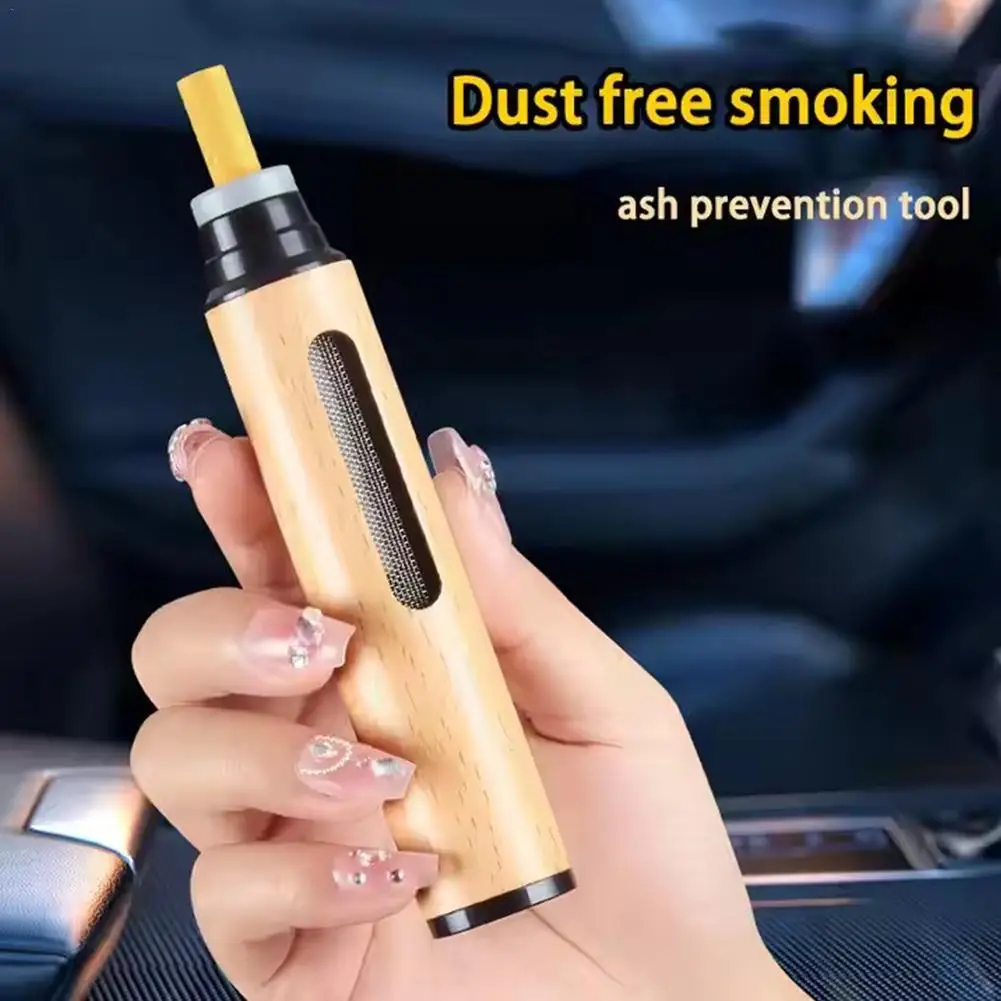 Portable Mini Car Mounted Ashtray Solid Wood Handheld Ashtrays Cigarette Cover Anti Soot-flying For Men Smoking Accessories