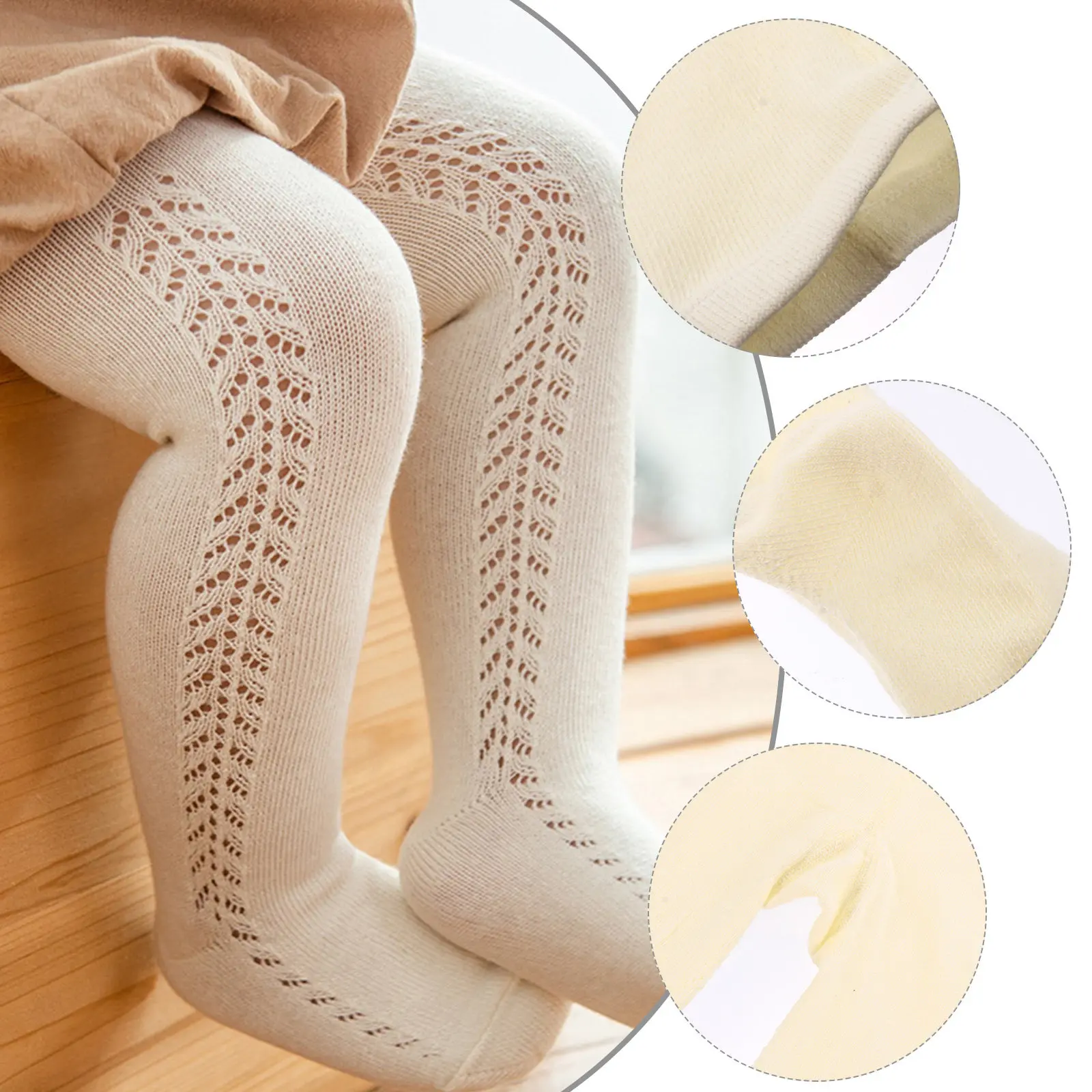 Baby Girl Cotton Pantyhose – Soft Stretchy Breathable Mesh Tights, Comfortable Knitted Long Socks