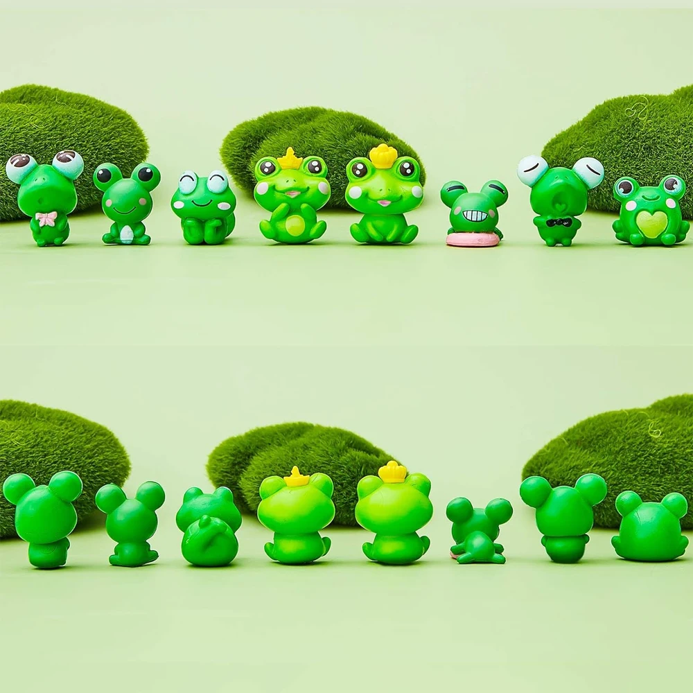 4/8pcs Mixed Cute Resin Frog Miniature, Mini Figurines for Fairy Garden Ornament, Micro Landscape DIY Craft Decoration