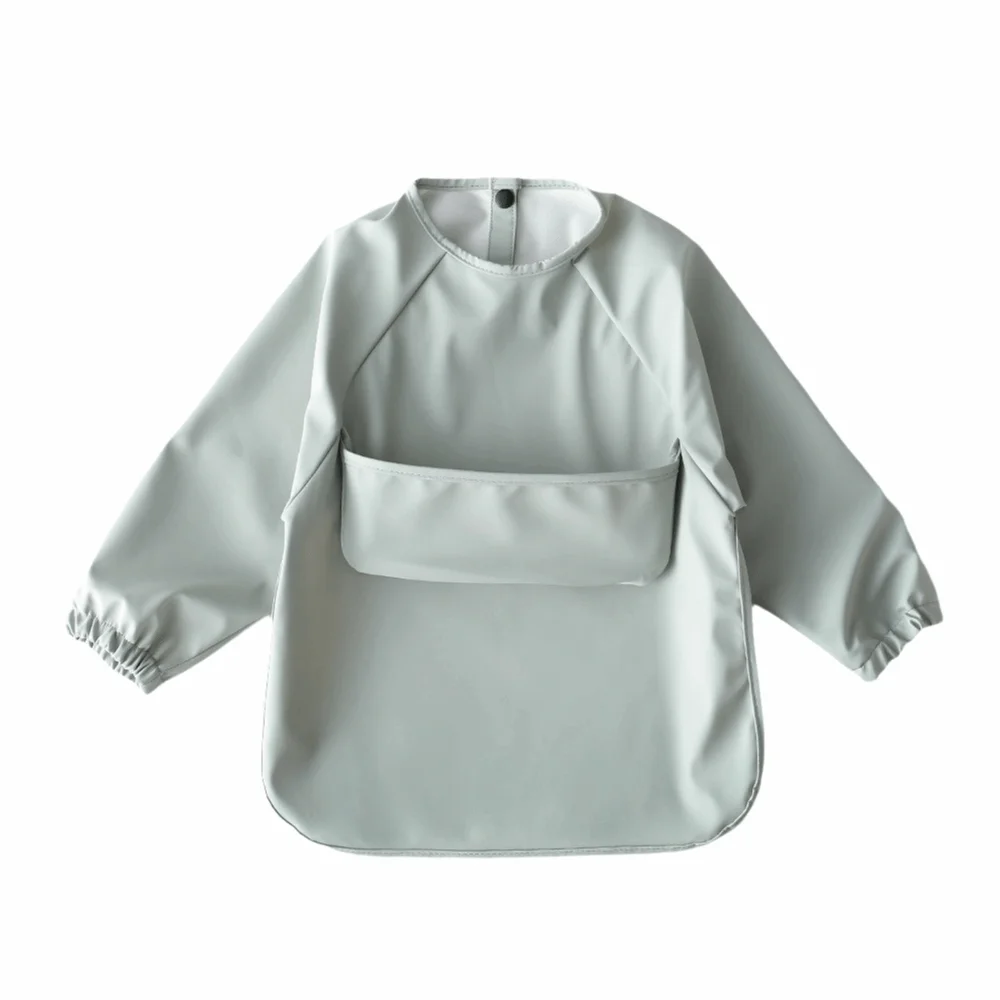 

Однотонный детский нагрудник из мягкого материала, легко моющийся, водонепроницаемый, с длинными рукавами, из ПУ, для кормления малышей