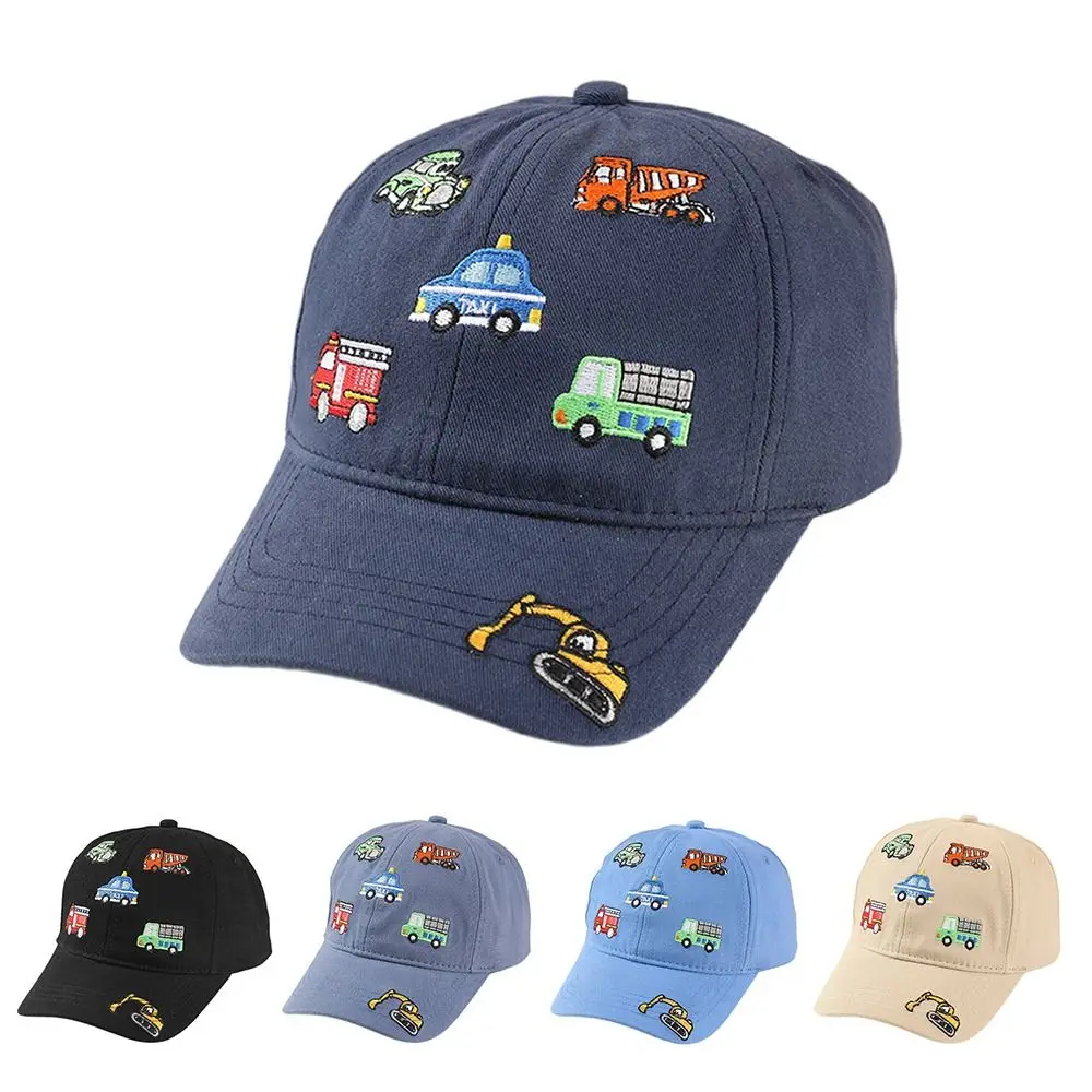 Gorra de béisbol bordada con diseño de coche pequeño y bonito, gorra con visera para bebé, gorra de camionero para niños, primavera y otoño