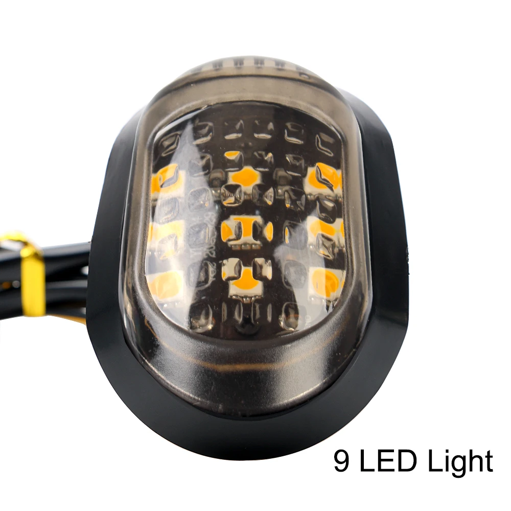 12V Motorcycle Turn Signals A Pair 9 LED Motorbike Indicators Blinker Yellow Lighting Flasher Piranha Turn Signal Light