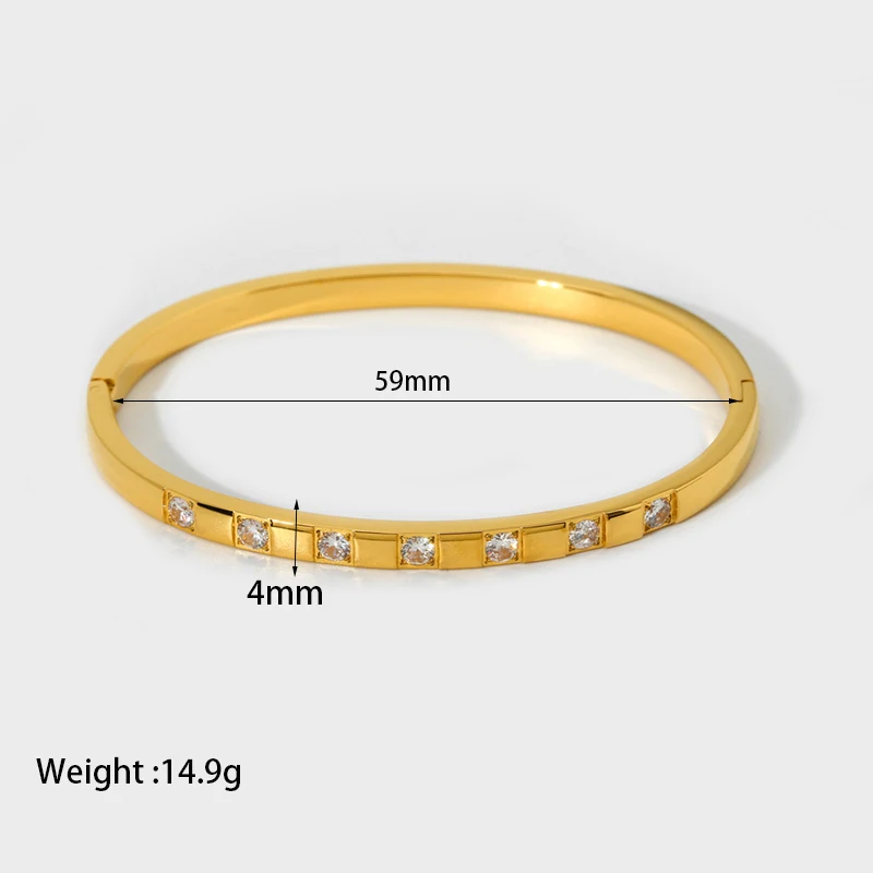 Light luxury Cubic Zirconia Bangles 18K Gold Plated Stainless Steel Stackable Bracelets for Women Fashion Jewelry Gift