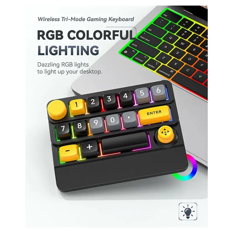 W909 Wireless Macro-Defined Mechanical Keyboard 3Mode Joystick RGB Hot-Swappable Wireless Mechanical Gaming Keyboard