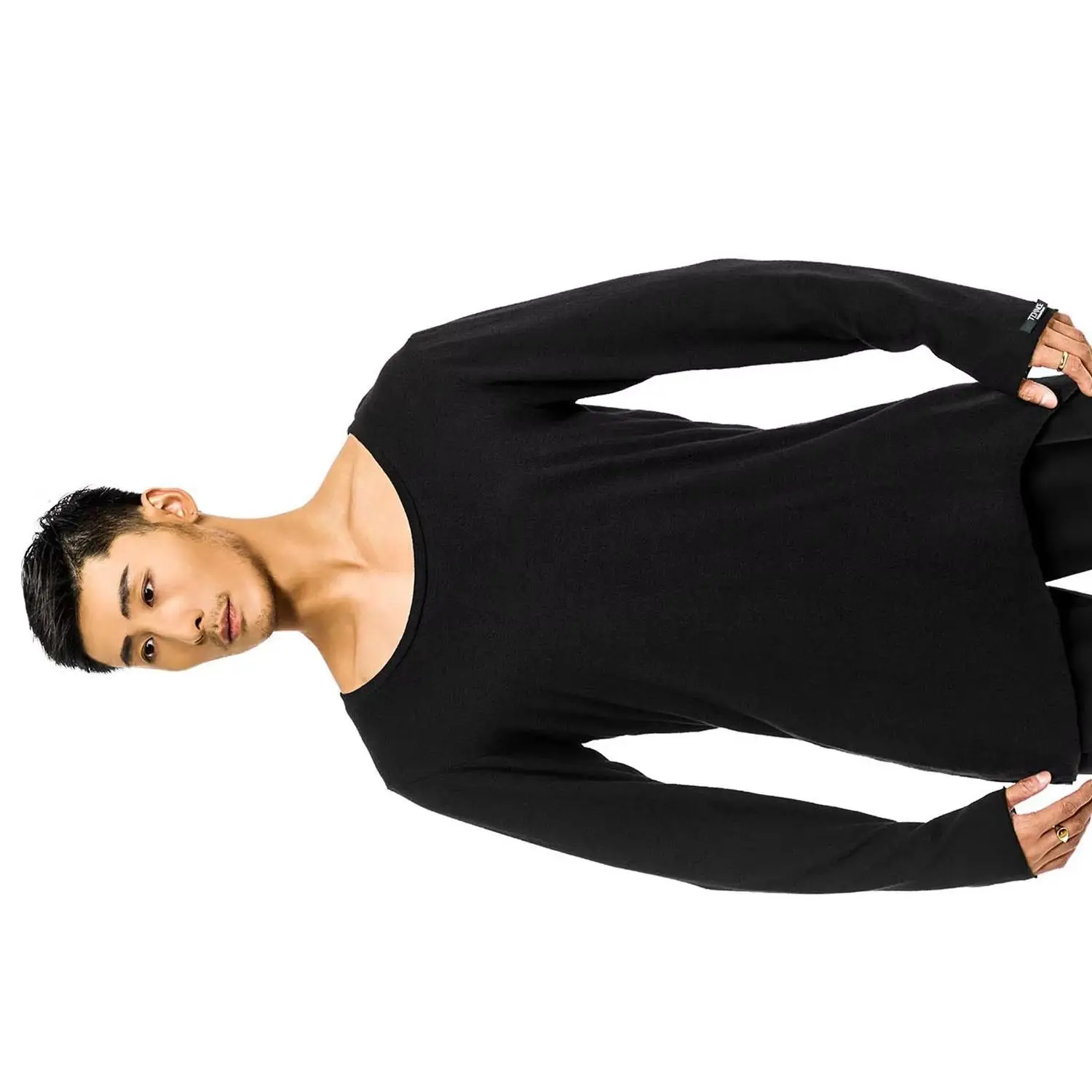 تشاتشا رومبا تانجو ملابس الرقص اللاتينية للبالغين للرجال جديدة احترافية برقبة دائرية وأكمام طويلة بدلة تدريب الرقص اللاتينية