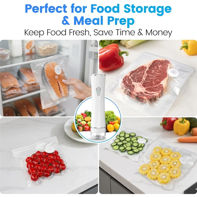 A74G-Vacuum Sealer For Food With Visible Tank, Handheld Vacuum Sealer Machine With 30 Reusable Bags, Wireless & Portable