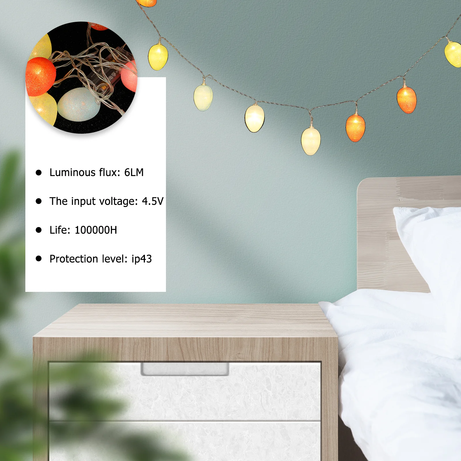 Światełka Wielkanocne w Kształcie Jajek, Ciepłe Białe Lampki LED, Wiszące Dekoracje, Akcesoria Imprezowe, Dekoracje Świąteczne DIY