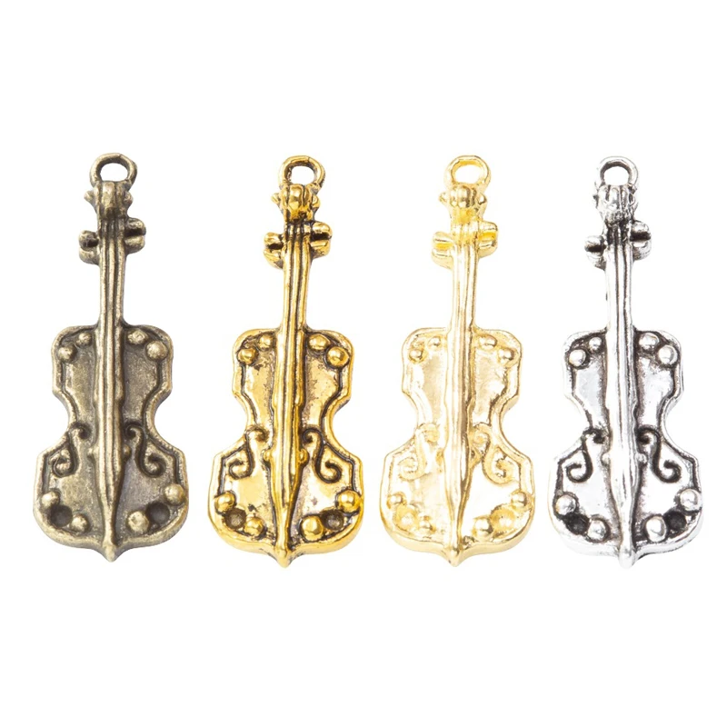 50pcs 11*32MM Ancient Copper Metal Zinc Alloy Japanese And Korean Light Luxury Simple Fashion Cello Charm Pendant. Girl Gift Bag