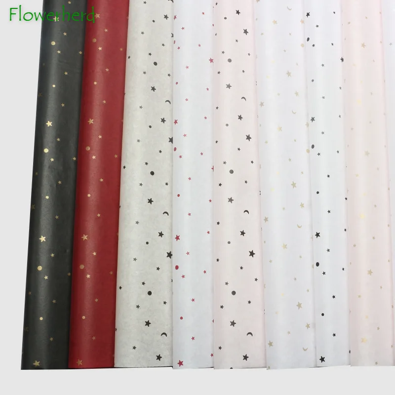 Sydney Tissue Paper Bronzing Star Moon Metal Texture Lined Flower Bouquet Wrapping Paper Florist Gift Flower Wrapping Paper