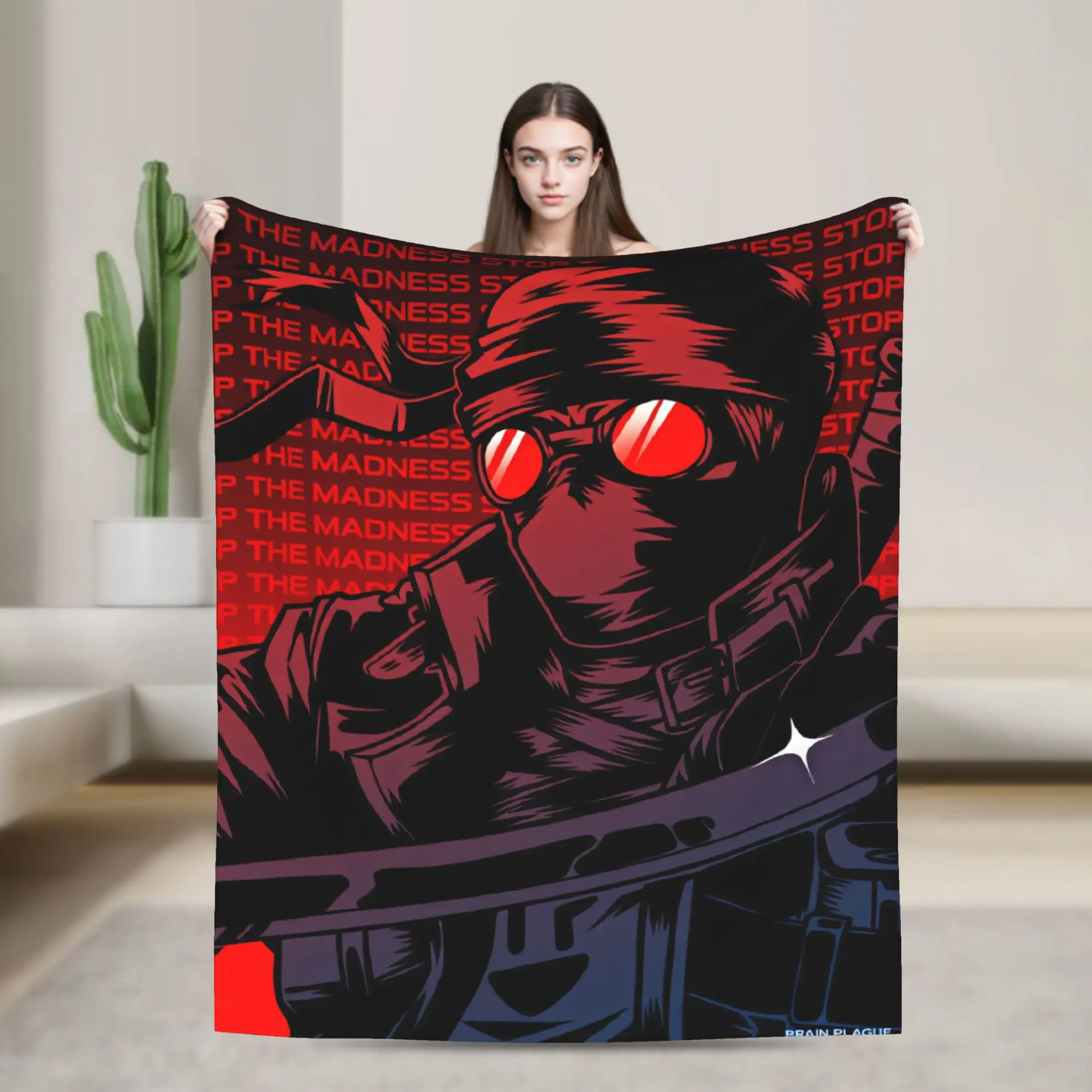 MADNESS COMBAT Anime Warm Soft Blankets  Kids Adult Plush Throw Blanket Novelty Bedroom Flannel Bedspread Sofa Bed Cover