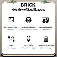 BRICK Handheld Game Console 128GB Portable Linux Video Game Console 3.2Inch 1024X768 IPS Screen Retro Game Controller A