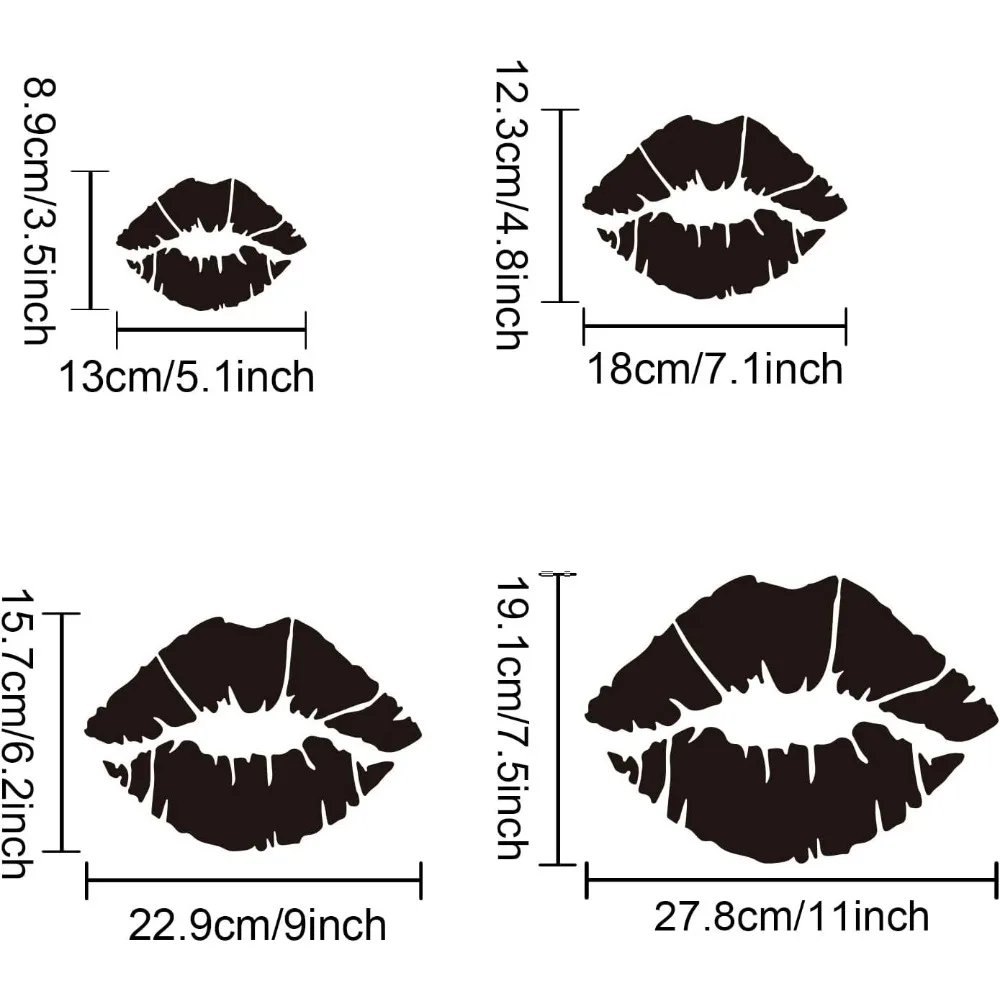 4pcs Lip Stencil Kiss Lips DIY Stencil 4Sizes 6~12inch Lips Lipstick Mouth Painting Stencils Reusable Red Lips PET Stencils