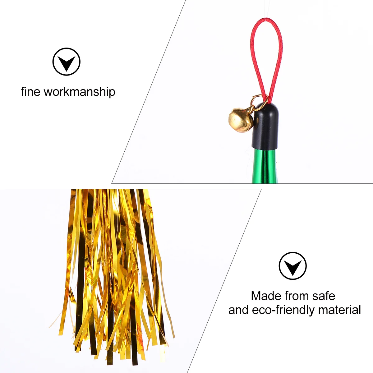 10Pcs Cat Teaser Replacement Heads Glitter Tassels Long Dangle Prevent Scratches Replaceable Refills for Interactive Indoor Cat