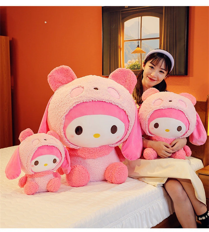 

Sanrio Kawaii Mymelody Transform Into A Panda Throw Pillow Plushie Stuffed Doll Soft Plush Toys Kuromi Hellokitty Christmas Gift