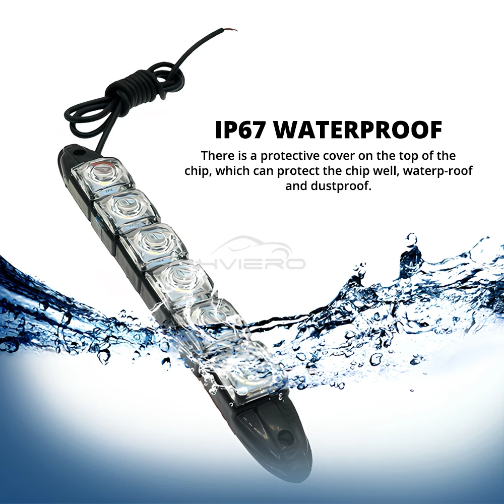1pcs Car Daytime Running Light 12V Flexible Turn Signal Daylight Lens 6LED Waterproof DRL White HeadLamp Parking Bulb Fog Lamp