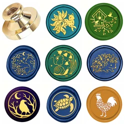 Animals Collection Wax Seal Stamp Retro Sealing Wax Stamp Nine-tailed fox, Mouse, Hedgehog, Crow Pattern Removable Brass Heads