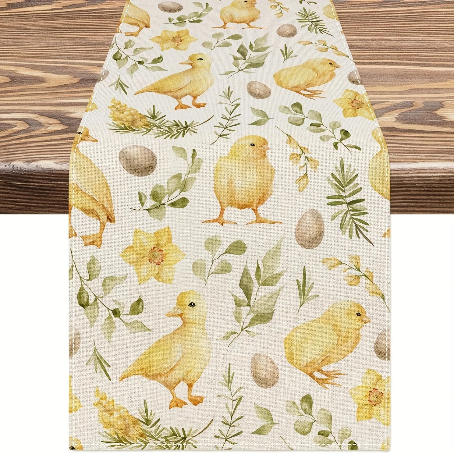 1 Watercolor Easter Chick Duck Table Runner 2D Single Print Cute Durable Table Runner Home Dining Room Kitchen Spring Vibe Decor