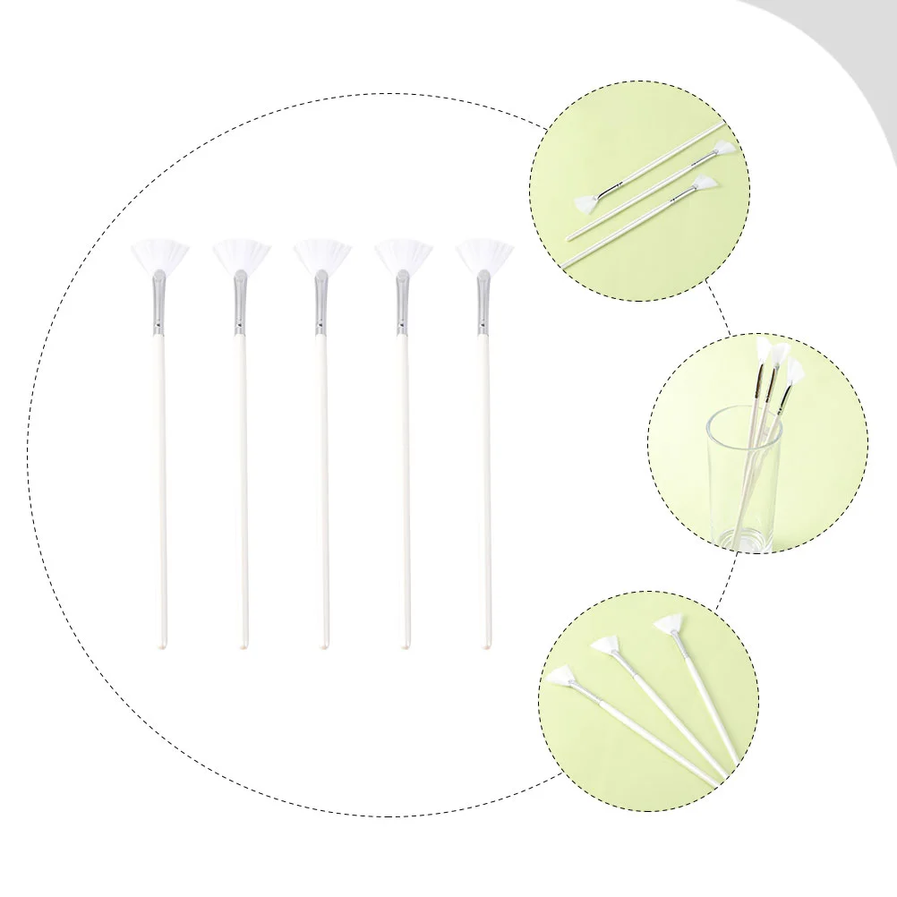 5 Pcs Mask Brush Applicators Tools Fan-shaped Makeup Care Beauty Wooden Handle Facial Travel