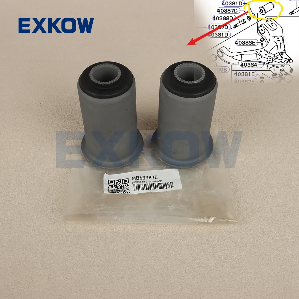 2PCS Front Suspension Lower Arm Bushing for L200 K57 K66 K72 Pajero Montero II V31 V43 Nativa Sport I K86 K96 1997-2011 MB633870