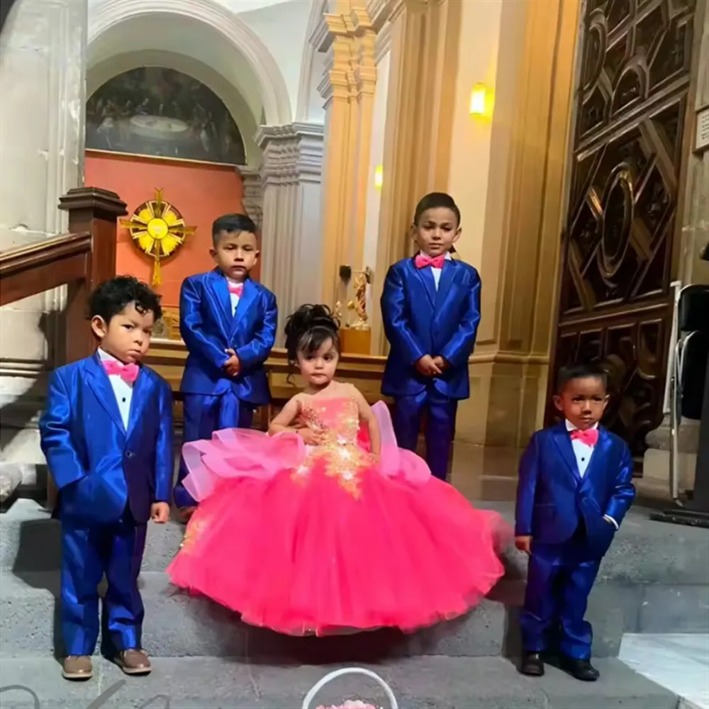 

Luxurious Flower Girl Wedding Dress Appliques Lace Bow Sleeveless Princess Birthday Party Dress Quinceanera Pageant Ball Gown