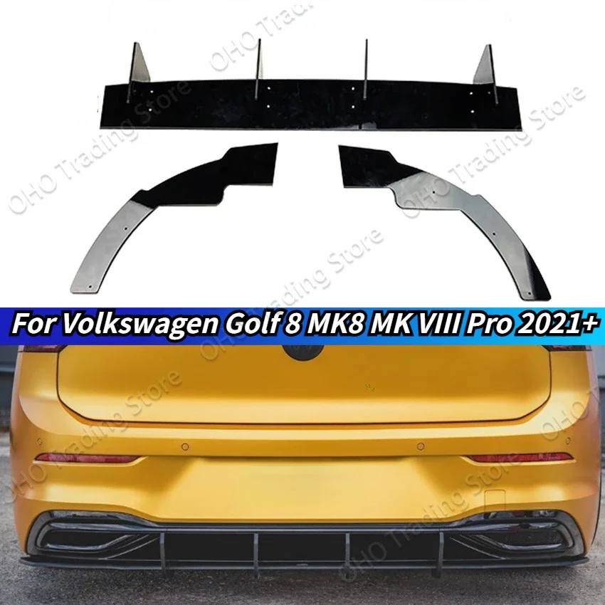 Body Kits Car Rear Bumper Lip Diffuser Spoiler Splitter Rear Bumper Lower Guard For VW Golf 8 Pro MK8 MK VIII 2021 2022 2023