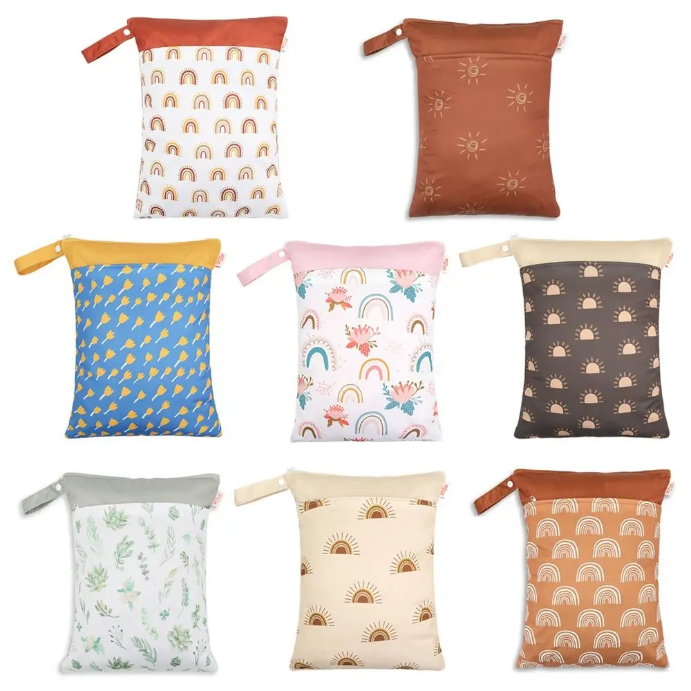 더블 포켓 미니 습식 가방, 재사용 가능, 방수 PUL 스냅 핸들, 아기 기저귀, 유모차, 기저귀, 30*40cm